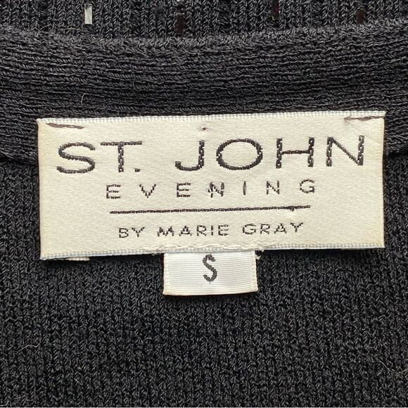 St. John Evening Black Sleeveless Embellished Knit Blouse Size Small - Picture 10 of 12
